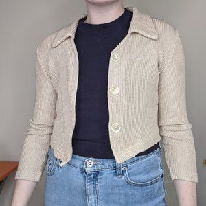 Vintage Shimmery Gold / Cream Button Up Cardigan